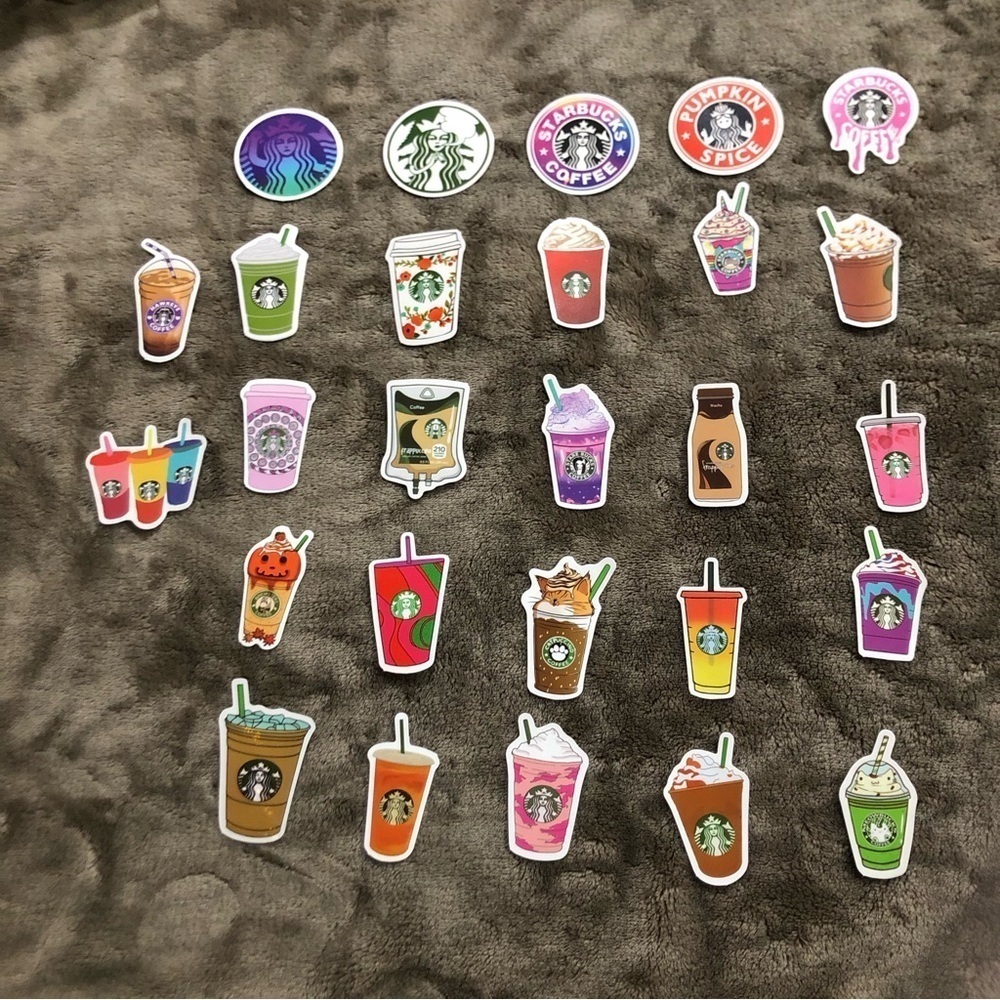 27 Starbucks Print No Repeat Stickers